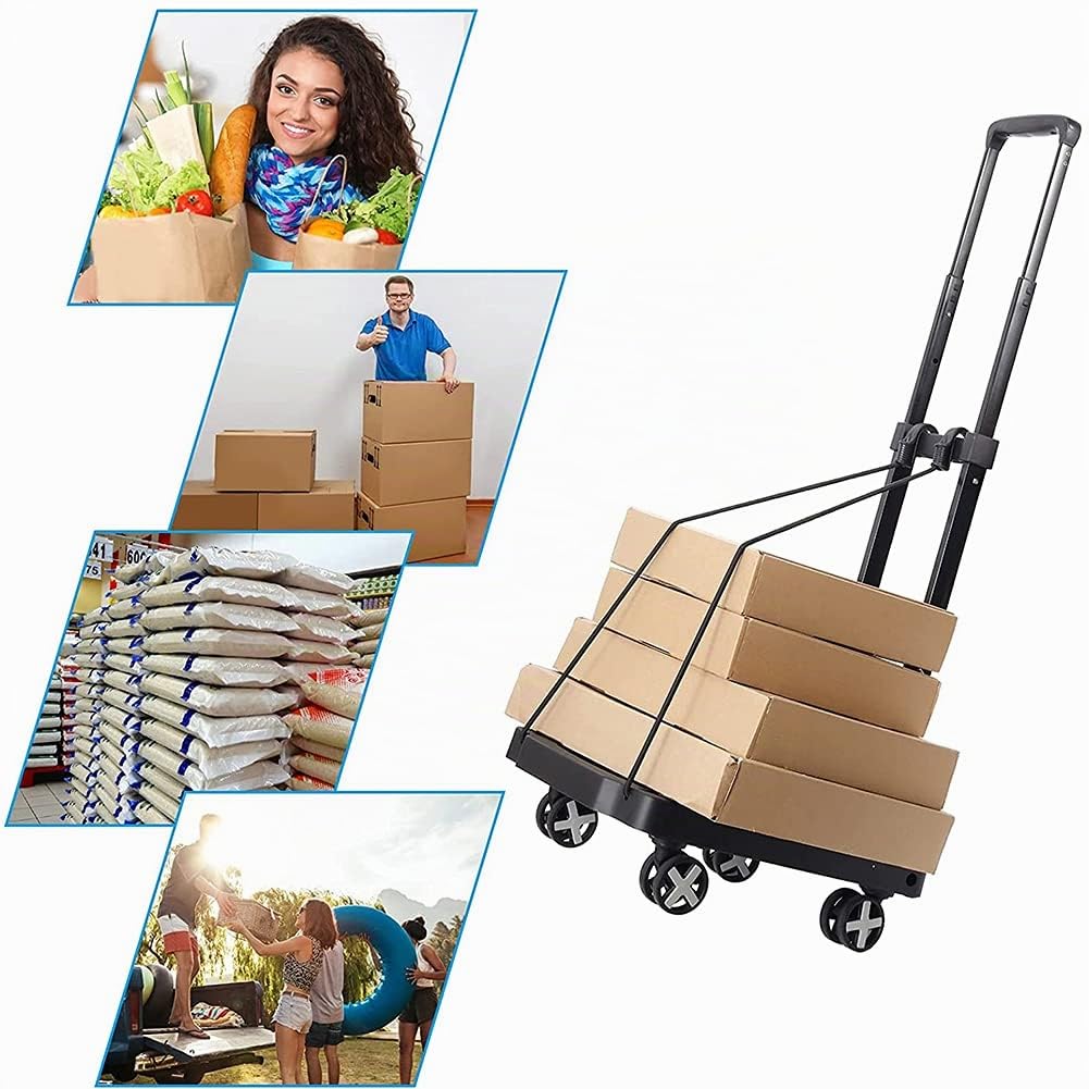 Carro de Mano Plegable, Carro de Transporte MAXBROTHERS con Capacidad de Carga de 50 kg / 110 LB, Carro Plegable con asa Extensible para Equipaje, Compras, Viajes, mudanzas y Oficina (4)