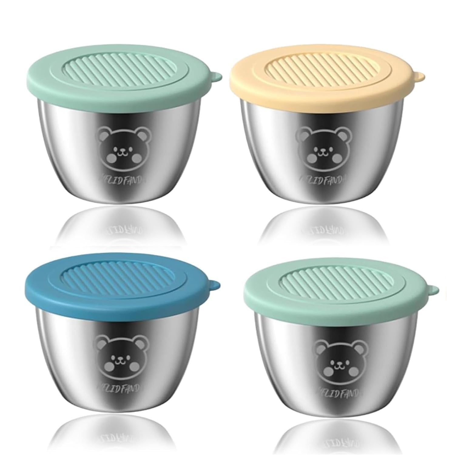 Leakproof Stainless Steel Sauce Cups with Color Lids, 40ML Reusable Mini Containers for Chutney, Salad Dressing & Dips, Portable Lunch Box Bento Storage for Travel, Picnic & Tiffin, 4 Pcs-picture-11