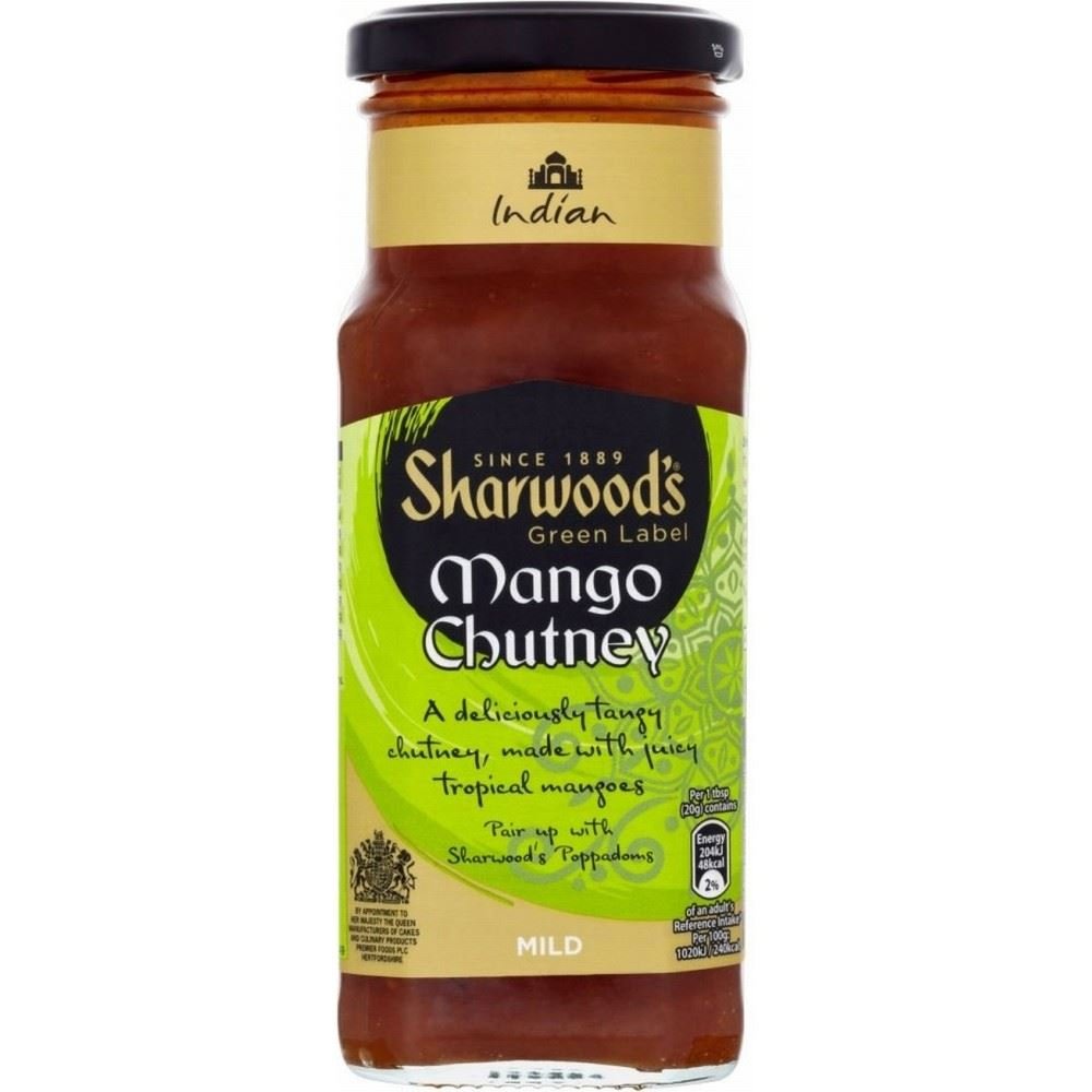 Chutney de mangue Sharwood's Green Label condiment indien d'exception lot de 2 x 360g