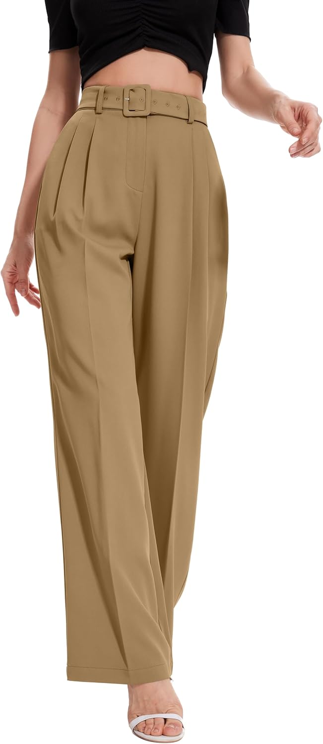 FUNYYZO Women Dress Office Pant High Waist Wide Leg Slacks Business Work Casual Long Belted Trousers 2026 - Image 5