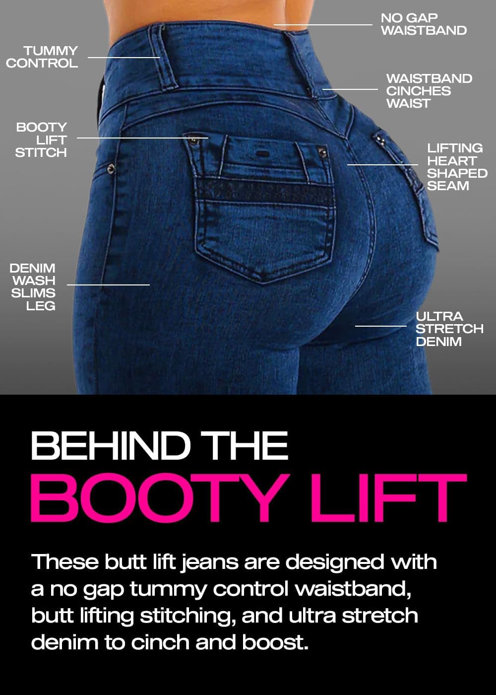 Moda Xpress Women Juniors High Waisted, Mid Rise Butt Lifting Colombian Design Skinny Jeans 10623N - Image 4