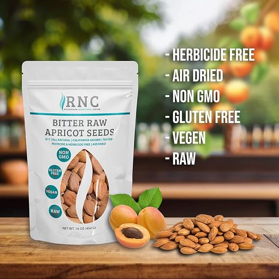 Richardson Nutritional Center Fresh Raw Bitter Apricot Seeds 1 LB (16oz) | California Grown | Natural Source of Protein, Healthy Fats & Minerals | Vegan, Non-GMO, Gluten-Free, Lab Tested