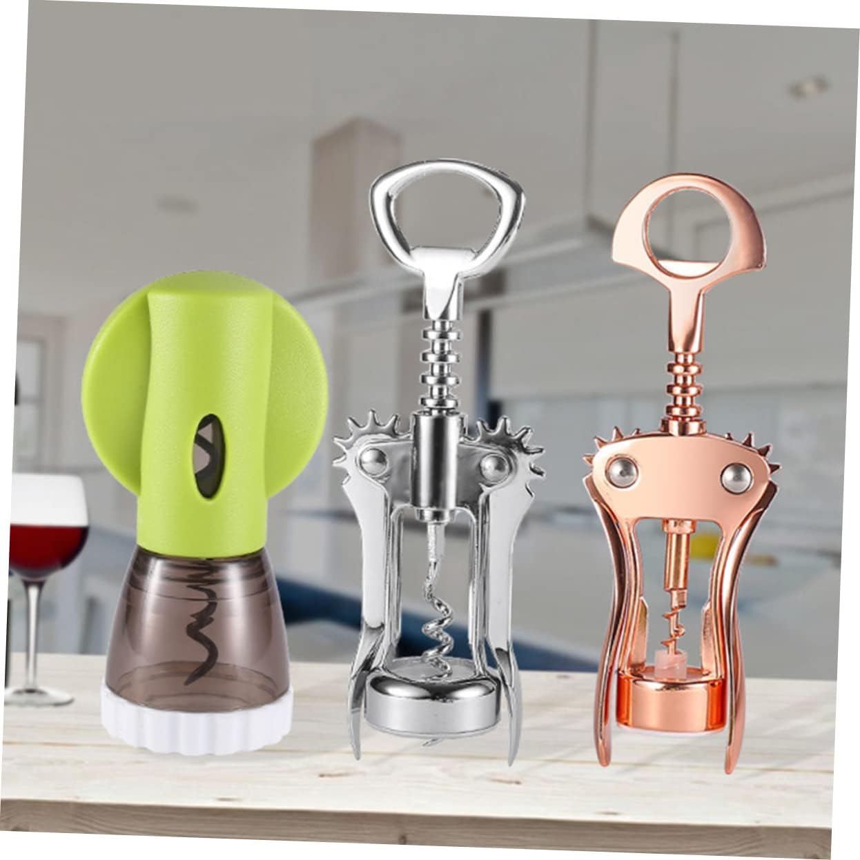 Luxshiny Manual Can Opener Household Tools Hand Tools Wine Bottle Openers Wine Opener for Party Wine Corkscrew Creative Corkscrew Green Glass Easy Jar Opener Wine Cork Remover