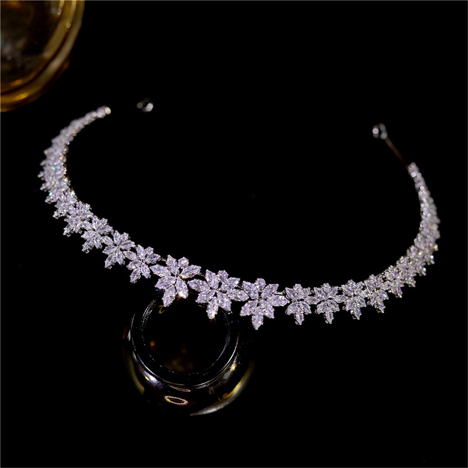 Silber Farbe verlängern Tiara Blumenkronen Hochzeit Kristall CZ Stirnband Braut Haarschmuck Schmuck