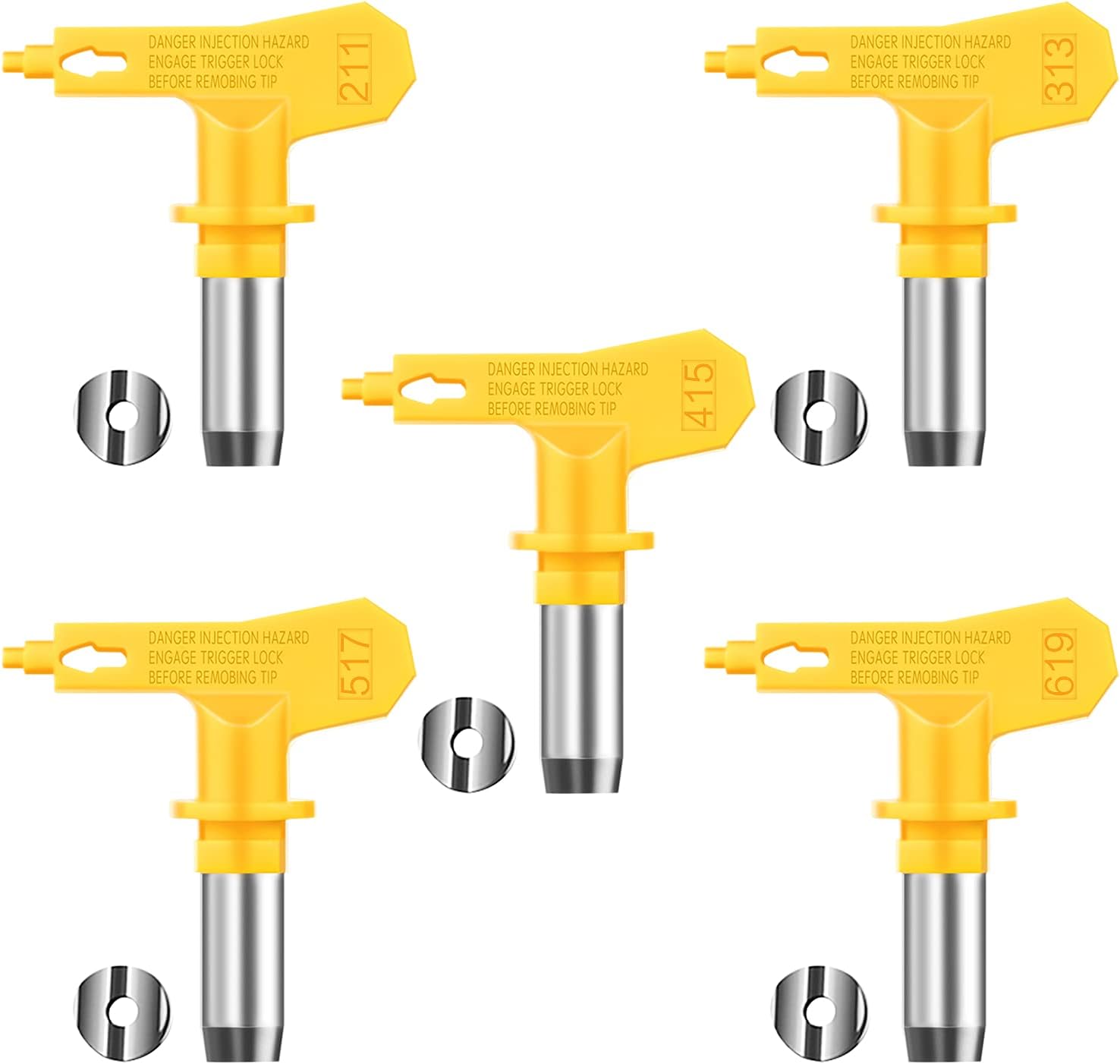 Tungsten Steel Airless Paint Spray Tip Nozzle - Various Sizes & Patterns For Home & Professional Use (Model 529 Example)
