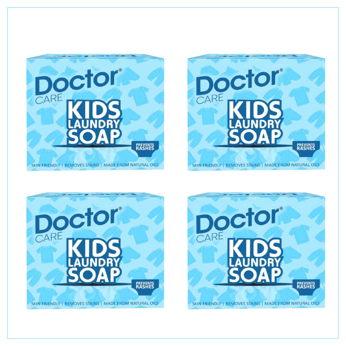 Doctor Care Kids Laundry Soap | Made By 100% Natural Oils | Rash-Free Wash for Baby's Soft Clothes & Sensitive Skin | 150g Γ 12 (Pack of 4)