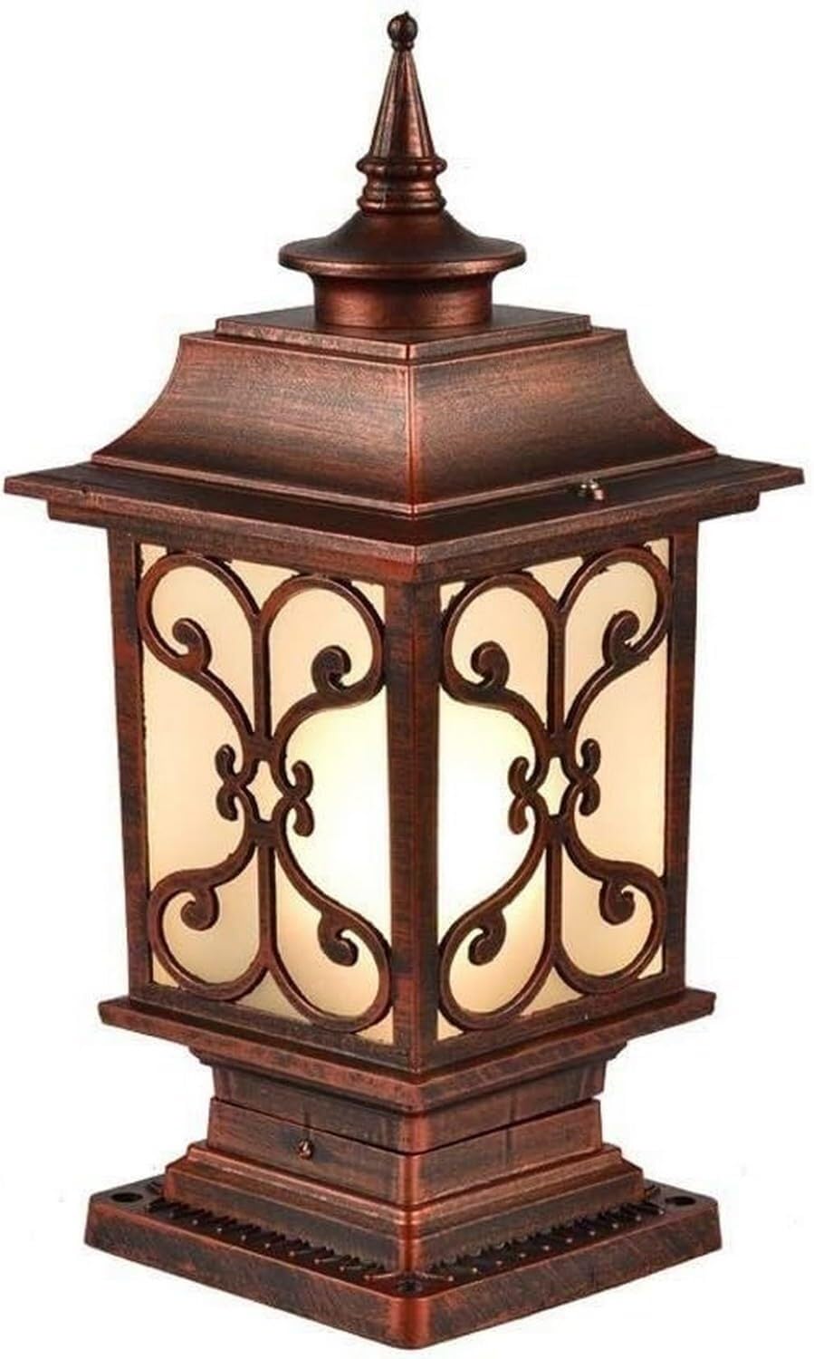 GTHTUHFD Post Light Vintage Square Outdoor Column Lamp Black Rustproof Aluminum Metal Lighting Fixtures E27 Street Courtyard Garden Terrace Pillar Stadium D
