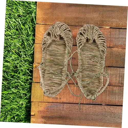GALPADA Natural Woven Grass Shoes Fashion Breathable Retro 80s Style Unique Beach Shoes Craft Sandals for Men and Women Summer Use4