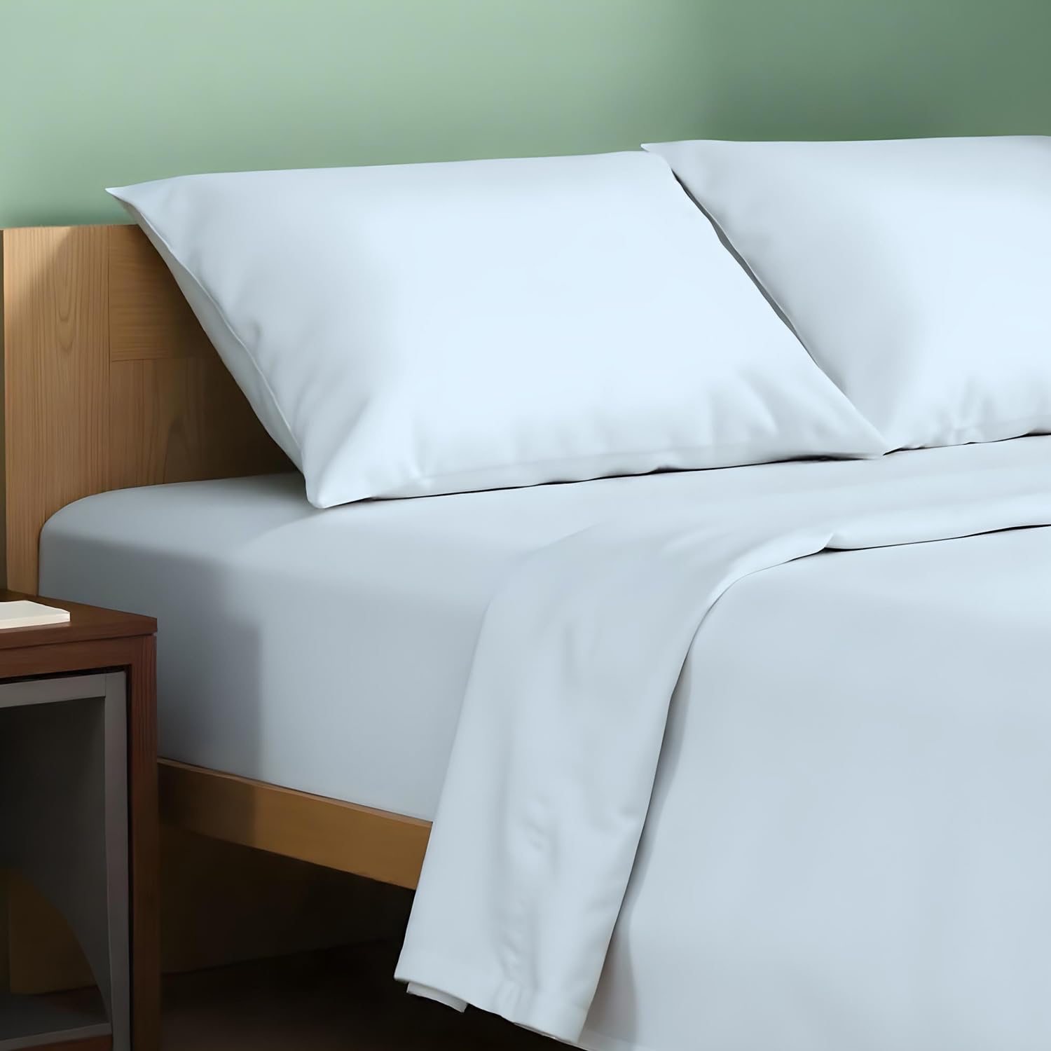 TEXAS LINEN CO. 100% Organic Cotton Sheets Queen Size - 4 PC Organic Cotton Queen Size Percale Weave Sheet Set, Soft, Cooling, Crisp, 16" Deep Pocket