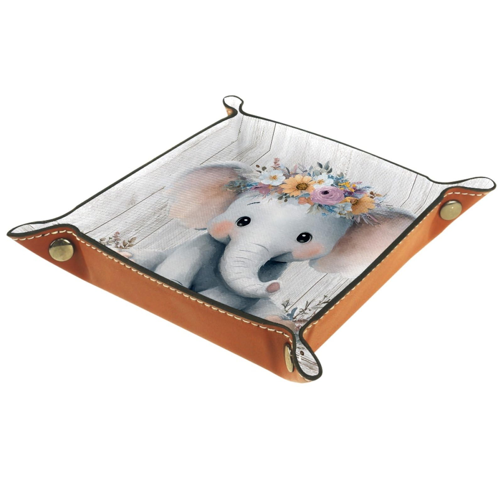 VAPOKF Elephant Flower Dice Trays Quadrilateral Dice Folding Tray Microfiber Leather Holder for Table Games RPG DND, 20.5 × 20.5 cm