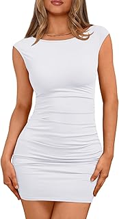 Womens Boat Neck Going Out Mini Dress Summer Party Club Bodycon Dresses - Buy now