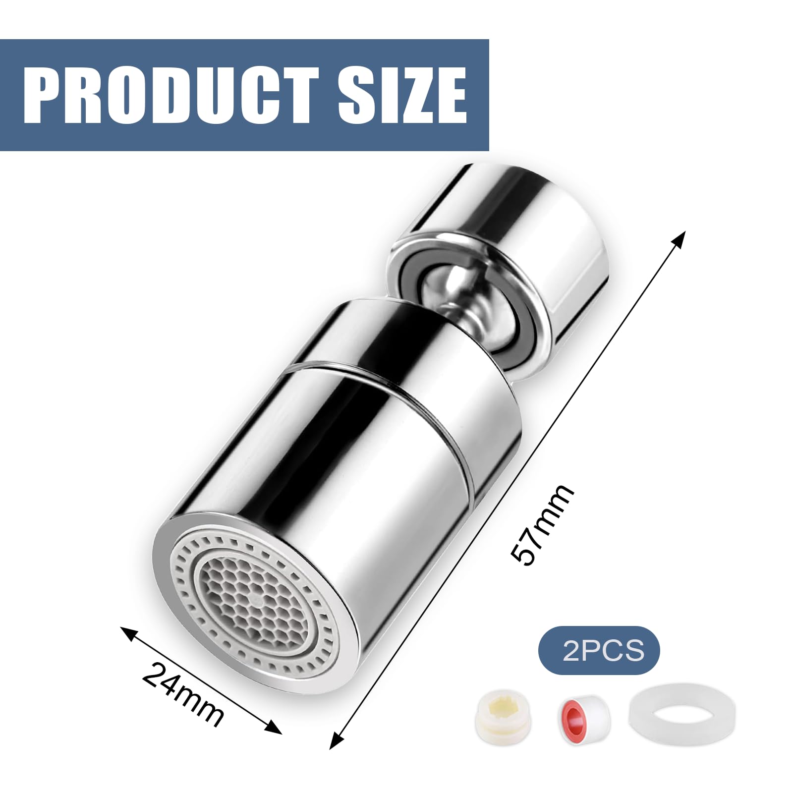 2 Pcs estensione del rubinetto, prolunga rubinetto, attacco per Accessorio per rubinetto, Aeratore Rubinetto, attacco per rubinetto a 360 gradi, adatto per cucine, bagni e accessori per WC