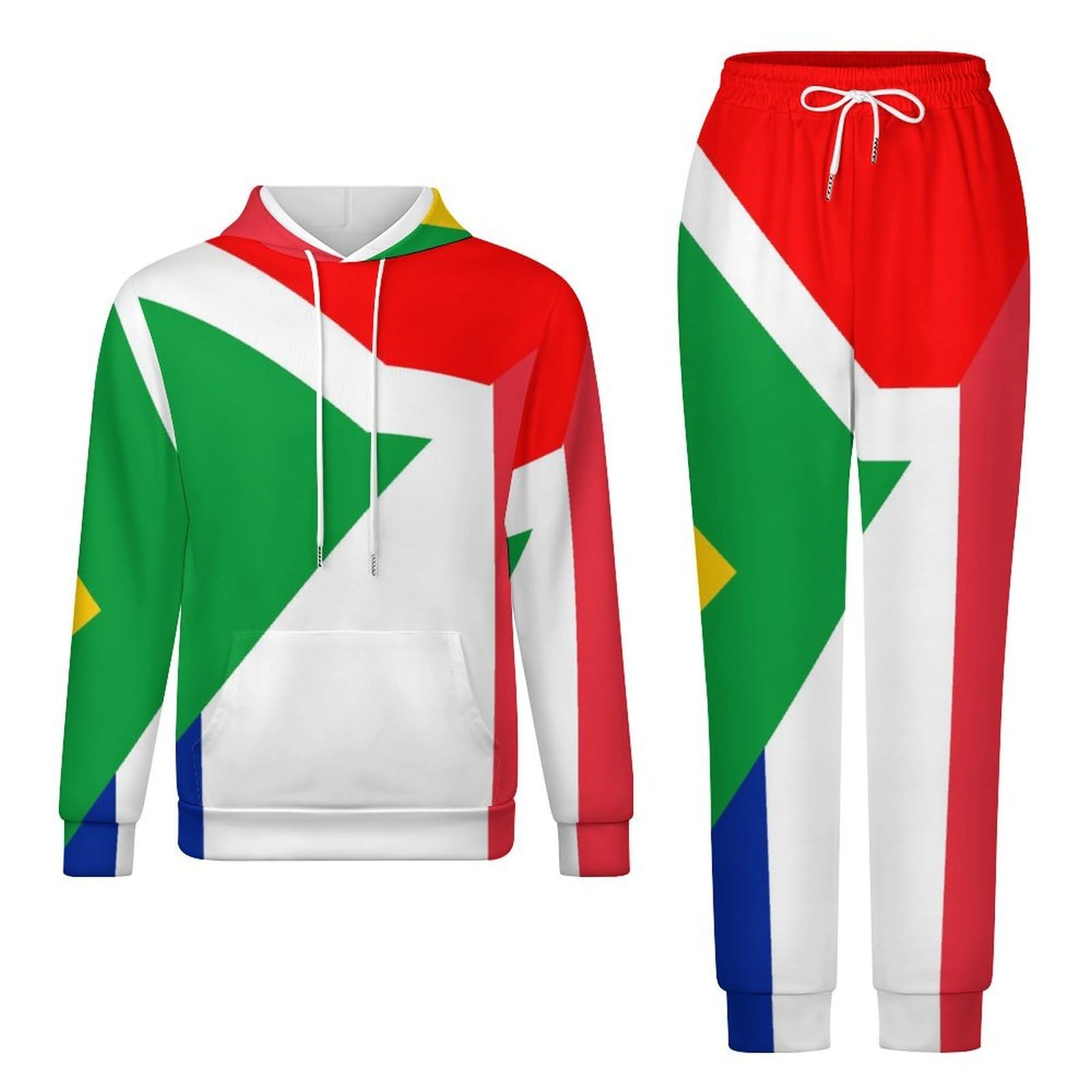Conjunto de chándal de manga larga con capucha y pantalones deportivos de la bandera de Francia y Sudáfrica para hombre, conjunto de chándal de moda