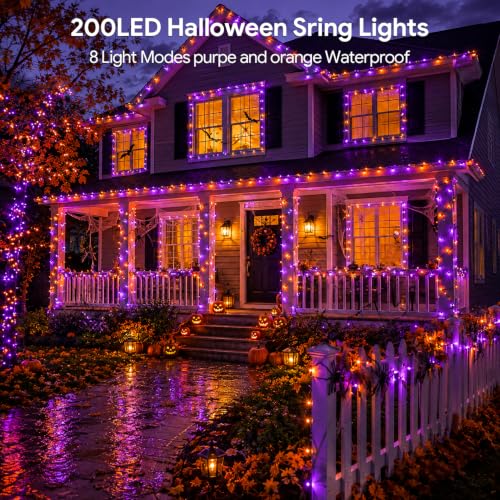 RUMCU LIFE 100FT Orange Purple Halloween Lights, LED String Lights with 8 Modes and Timer, Plug-in Outdoor Decor for Trees, Porch, Yard, Fall and Thanksgiving - image 2