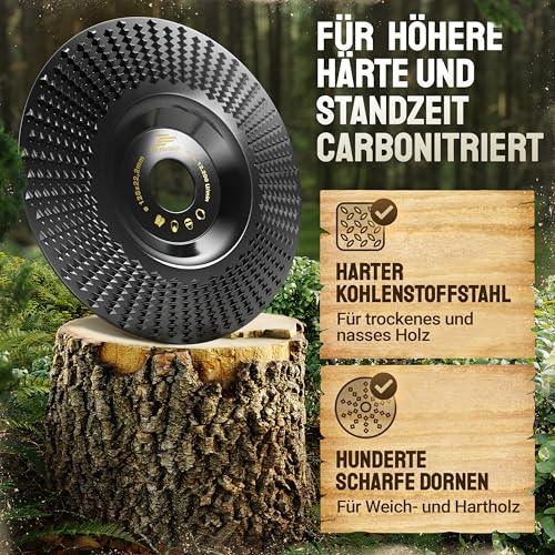 Adlerfokus Holz Schleifscheibe 125mm Winkelschleifer [EXTRA SCHARF] Flexscheibe für Holz - Wurzelfräse - Lackfräse - Baumstumpffräse - Raspelscheibe - Schleifen mit einer Flex Schleifscheibe