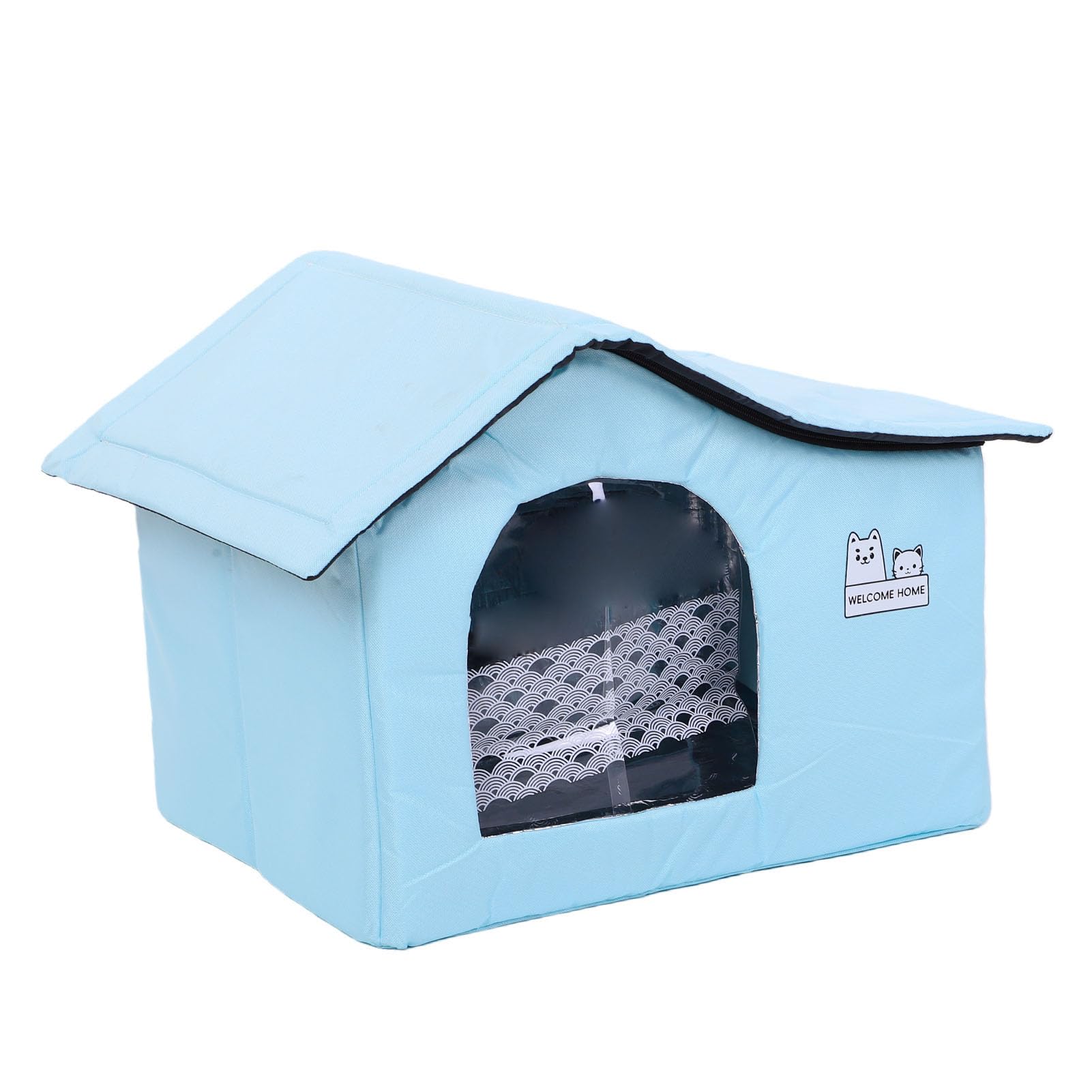 Casa para Gatos con Aire Acondicionado, Casa para Mascotas con Aislamiento de Frío de 360° y 8 Bolsas de Hielo para Perros Grandes, Medianos y Pequeños (Medio)
