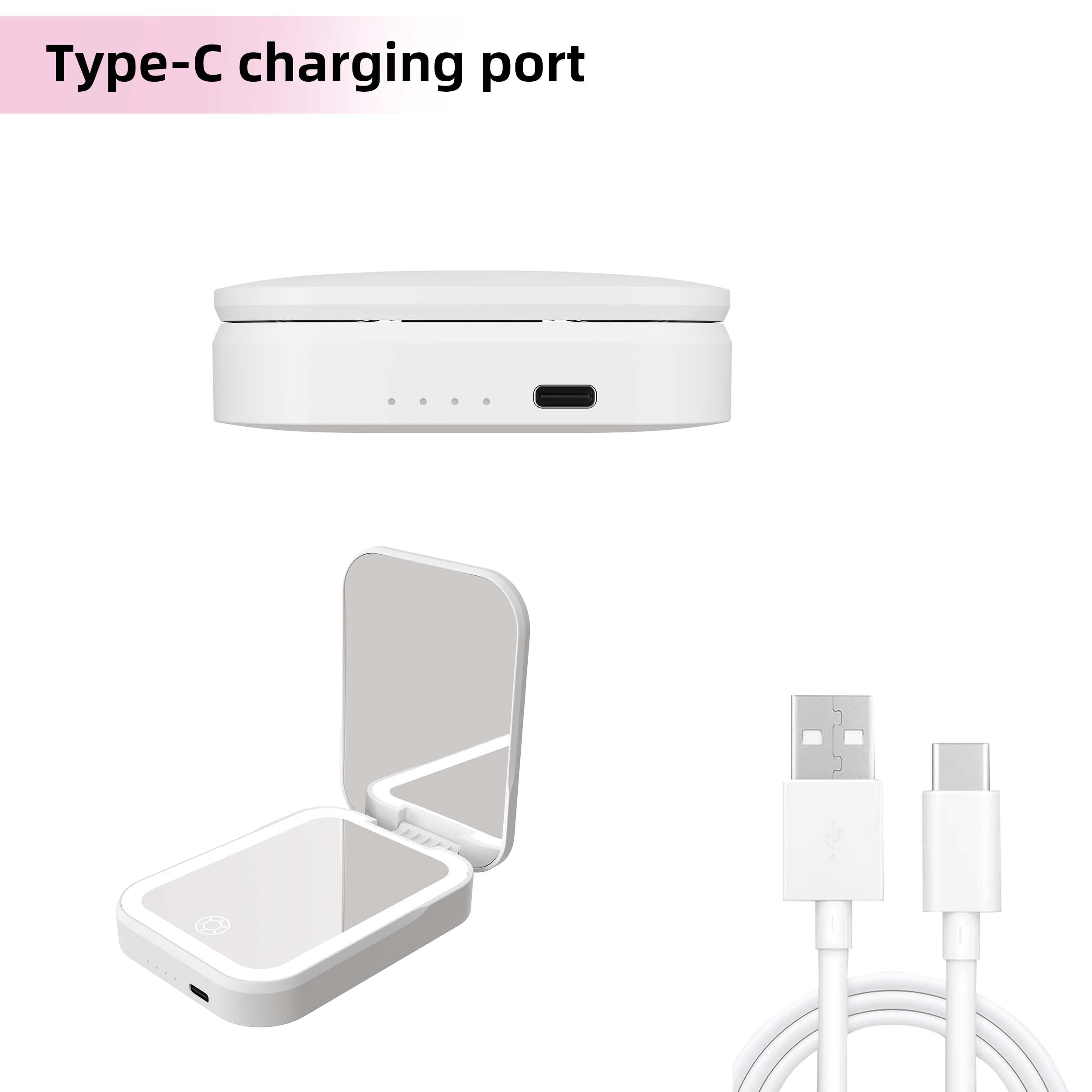 Specchio cosmetico con illuminazione a LED, specchio da trucco senza fili con power bank 5000 mAh, specchio da trucco ricaricabile 2 in 1, portatile per casa e viaggio