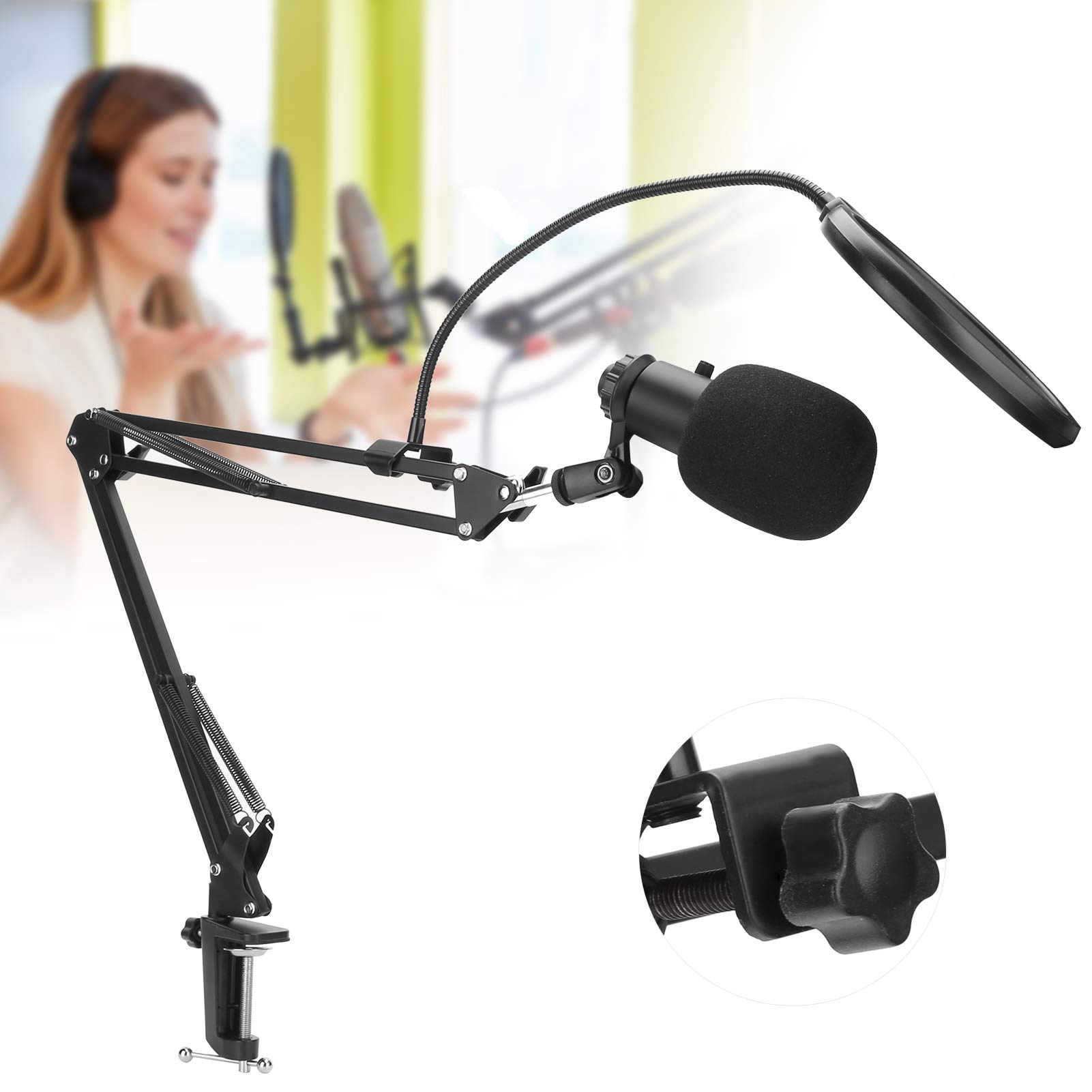 Cocoarm Kit per Microfono USB a Condensatore A6 Set di Registrazione da Tavolo in Ferro da 30 Hz a 20 KHz Pickup Cardioide Plug and Play per PC Laptop Chat Vocale Canto Streaming