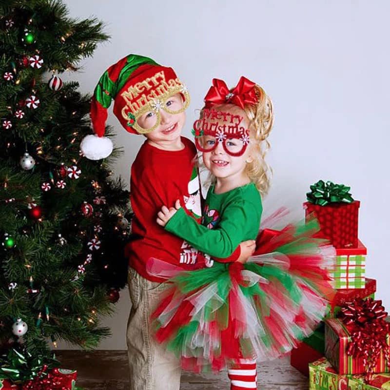 Image of PoPo Toys Merry Christmas Glasses Photo Booth Props, Fun Party Accessories for Adults, Colorful Christmas Party Decorations, Holiday Celebration Eyewear