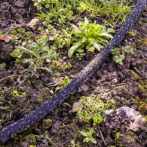 GRÜNTEK Tropfschlauch Set, Perlschlauch 30 m, inkl. Konnektoren 1/2', 3/4', Quick-Fix, UV- und Algen-Schutz, bis zu 70% wassersparender Perl-Regner für umwelt- und pflanzenschonende Bewässerung