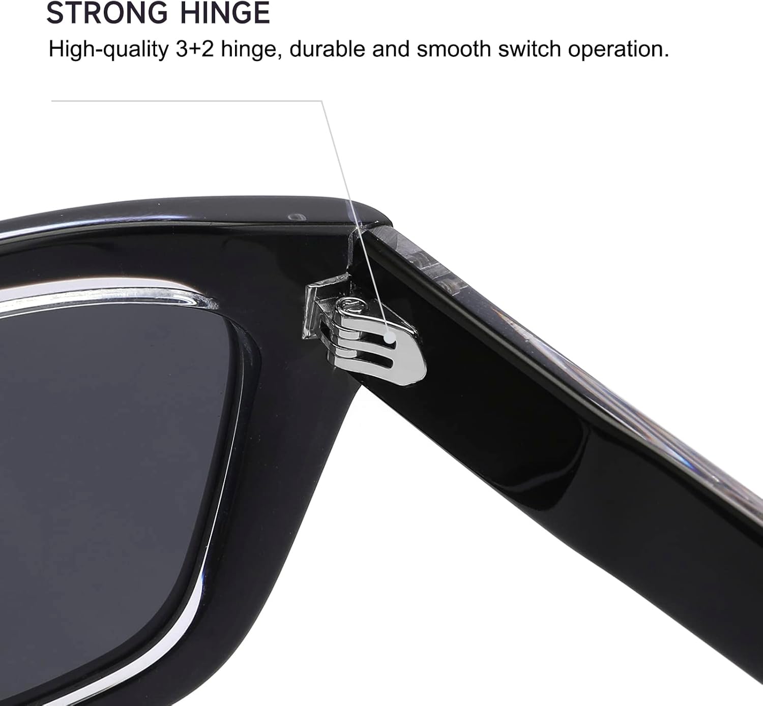 polarized mens women's sunglasses with 100% UV protection and HD lenses 2222s Black + Transparent image 4 of 9 B0BVRLV31X