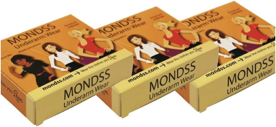 MONDSS Triple Pack of Underarm Wear – Sweat Absorbent Pads (Adhere/Stick to Skin) for Women/Men. Fast Free Same Day Shipping Worldwide.**AS SEEN ON TV!**