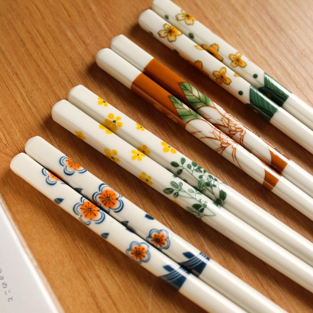 Copchette en Porcelaine Cadeau de Fleur, Baguettes Chinoises en os de la Chine, Baguettes Premium réutilisables, Lave-Vaisselle à Haute résistance à la température E