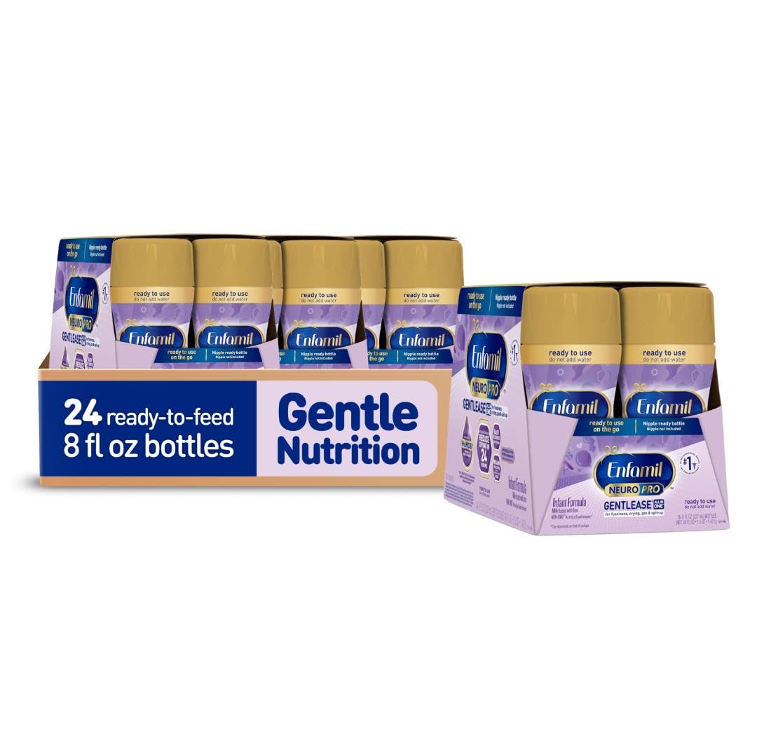 Enfamil NeuroPro Gentlease Baby Formula, Infant Formula Nutrition, Brain Support that has DHA, HuMO6 Immune Blend, Designed to Reduce Fussiness, Crying, Gas & Spit-up in 24 Hrs, 8 Fl Oz, 24 Bottles