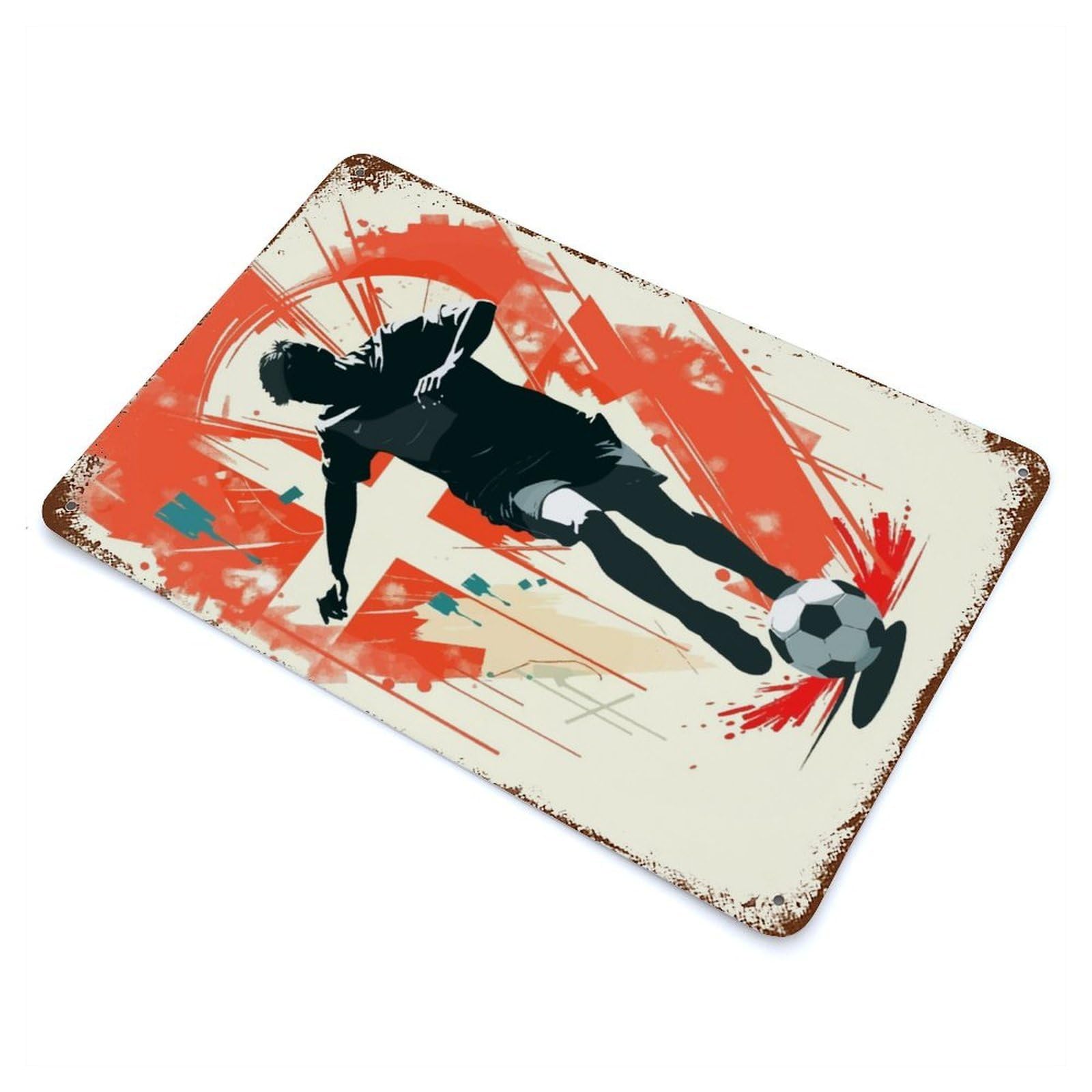 Garage Style Denmark Soccer Player Silhouette Vintage Rust Metal Sign 11.8"x7.9", Industrial Home Decor for Bar And Workshop