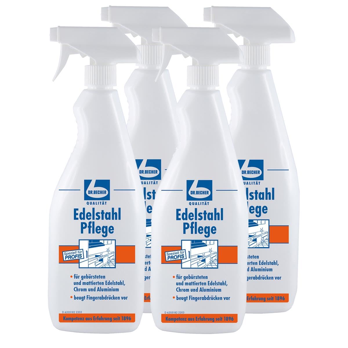 Dr. Becher Edelstahl Pflege 1L für gebürstetem & mattiertem Edelstahl (4er Pack)