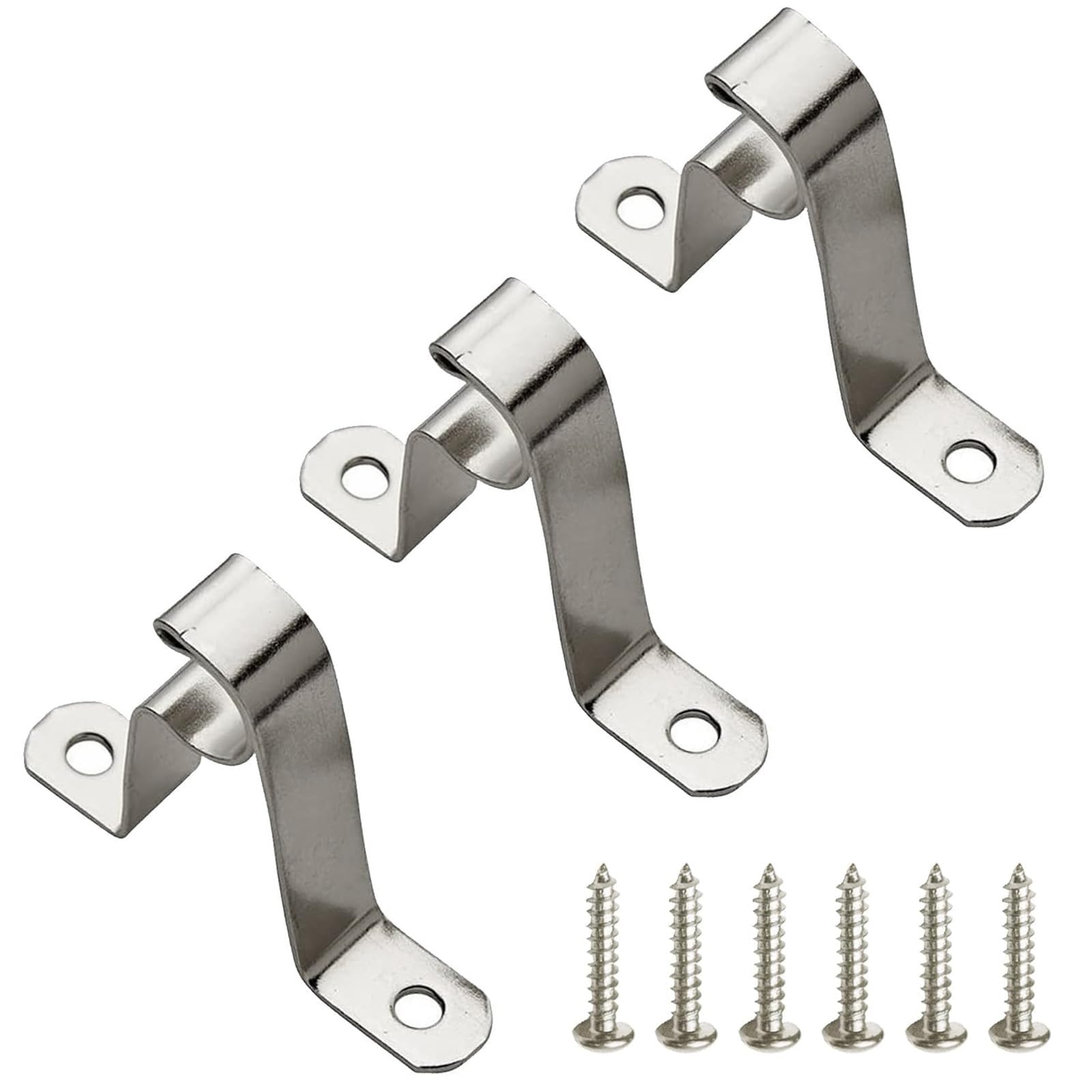 Kowibcl 7/16” Cafe Rod Brackets,Set of 3Pcs Curtain Rod Brackets for mounting a Curtain Rod to The Wall,Nickel