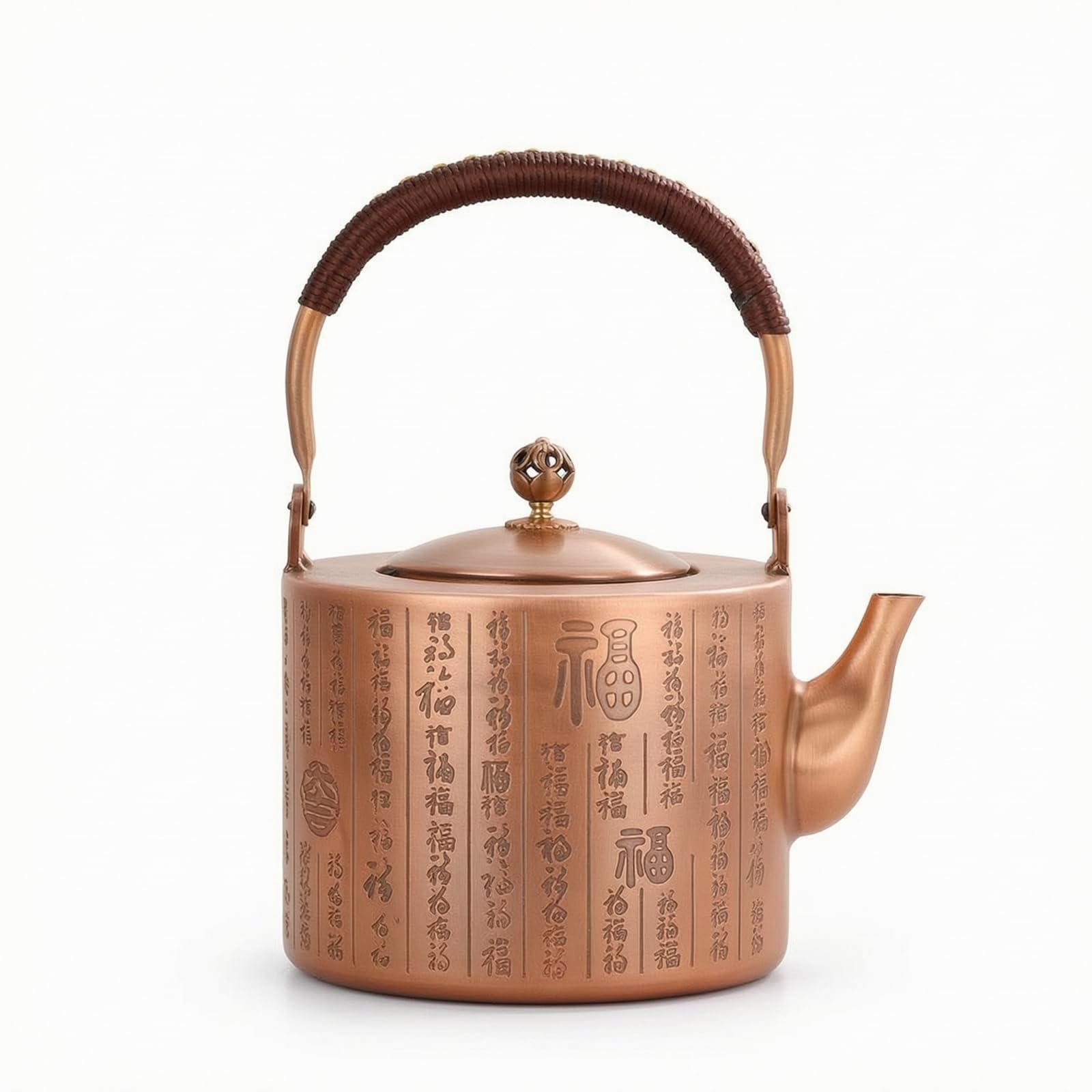 Tetera Cobre Artesanal Hervidor Cobre Tetera con Filtro para Oficina, Moderno, con Patrón De Caracteres Chinos De Felicidad