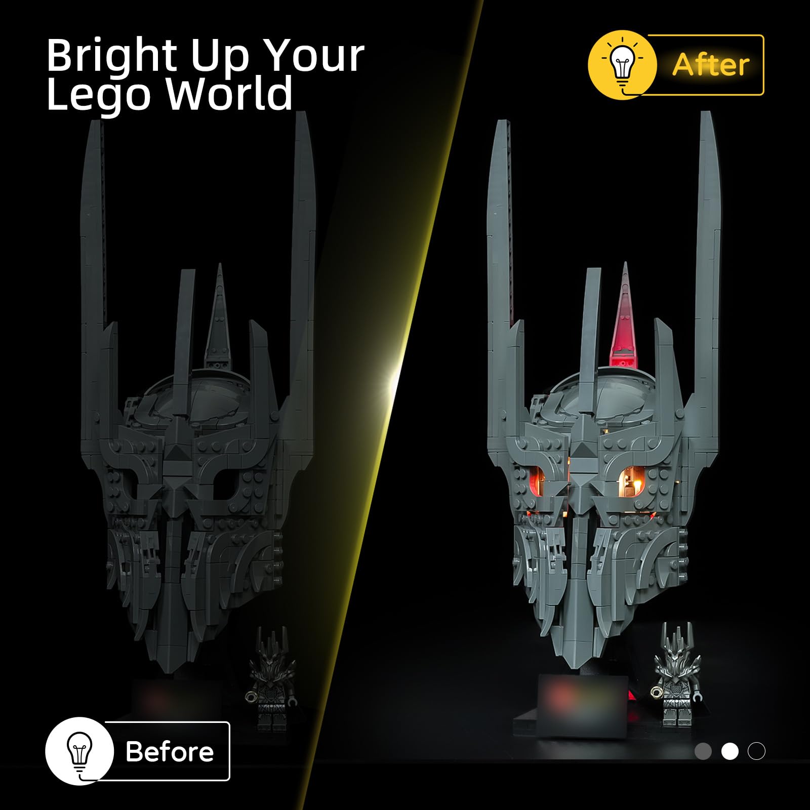 YEABRICKS Luce LED per Lego 11373 Icons Il Signore degli Anelli: Sauron's Helmet Building Blocks Model (set di costruzione non incluso)