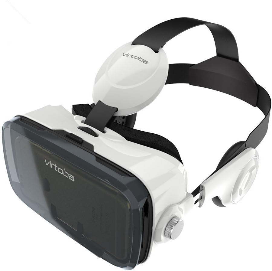 Virtoba X5 3D VR Headset with Headphone Virtual Reality Goggles for Video Movie Game Box for Iphone 7 IOS Android 4-6 inch