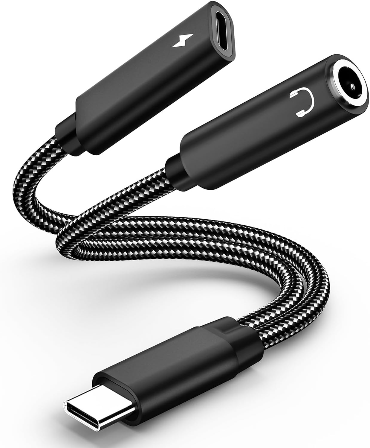 2 in 1 USB C to 3.5mm Headphone Audio and Charge Adapter, Type c to Aux Audio with PD 60W Fast Charge Adapter fit with iPhone 16 15 Pro Max, Galaxy S24 S23 S22, Pixel 9 8 7 6, iPad Pro/Macbook Air