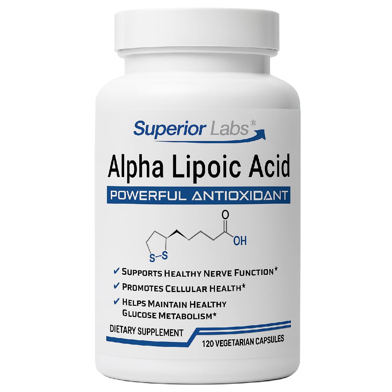 Alpha Lipoic Acid 600 mg Capsules, Pure Non-GMO ALA, High Absorption, Nerve Support, Healthy Circulation and Nerve Response, Healthy Aging Antioxidant, 120 Veg Caps, 4-Month Supply