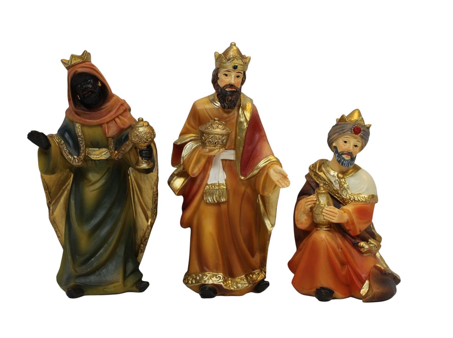 ZICOM Krippenfiguren Miniaturfiguren Heilige DREI Könige Höhe 12,5cm (Caspar, Melchior und Balthasar) handbemalt Polyresin, Modellbau Puppenhaus