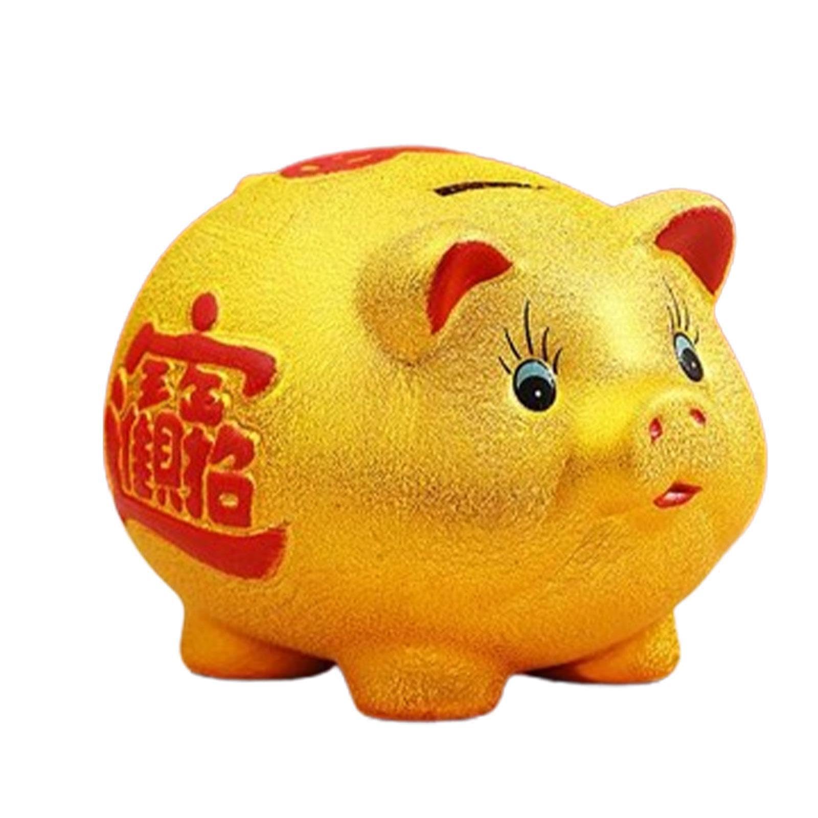 Zambuph Elegant Ceramic Golden Pig Piggy Bank Decor Charming Figurine Crafted With Unique Features Spring Festival Gatherings Spring Festival Decoration Pig