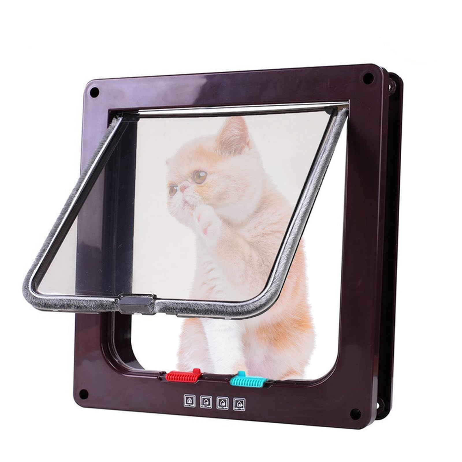 1 Pezzi Porta Schermo per Animali Domestici,Gattaiola per Gatti,Entrata e Uscita Controllabile, Porta Scorrevole per Finestra di Sicurezza per Animale Domestico,Marrone