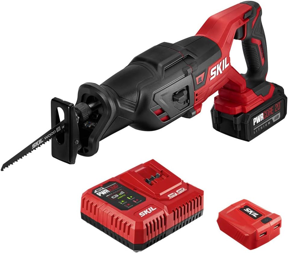 PWR CORE 20 Brushless 20V Reciprocating Saw Kit with 4.0Ah Battery, PWR JUMP Charger, and PWRAssist USB Adapter - RS5884-1A