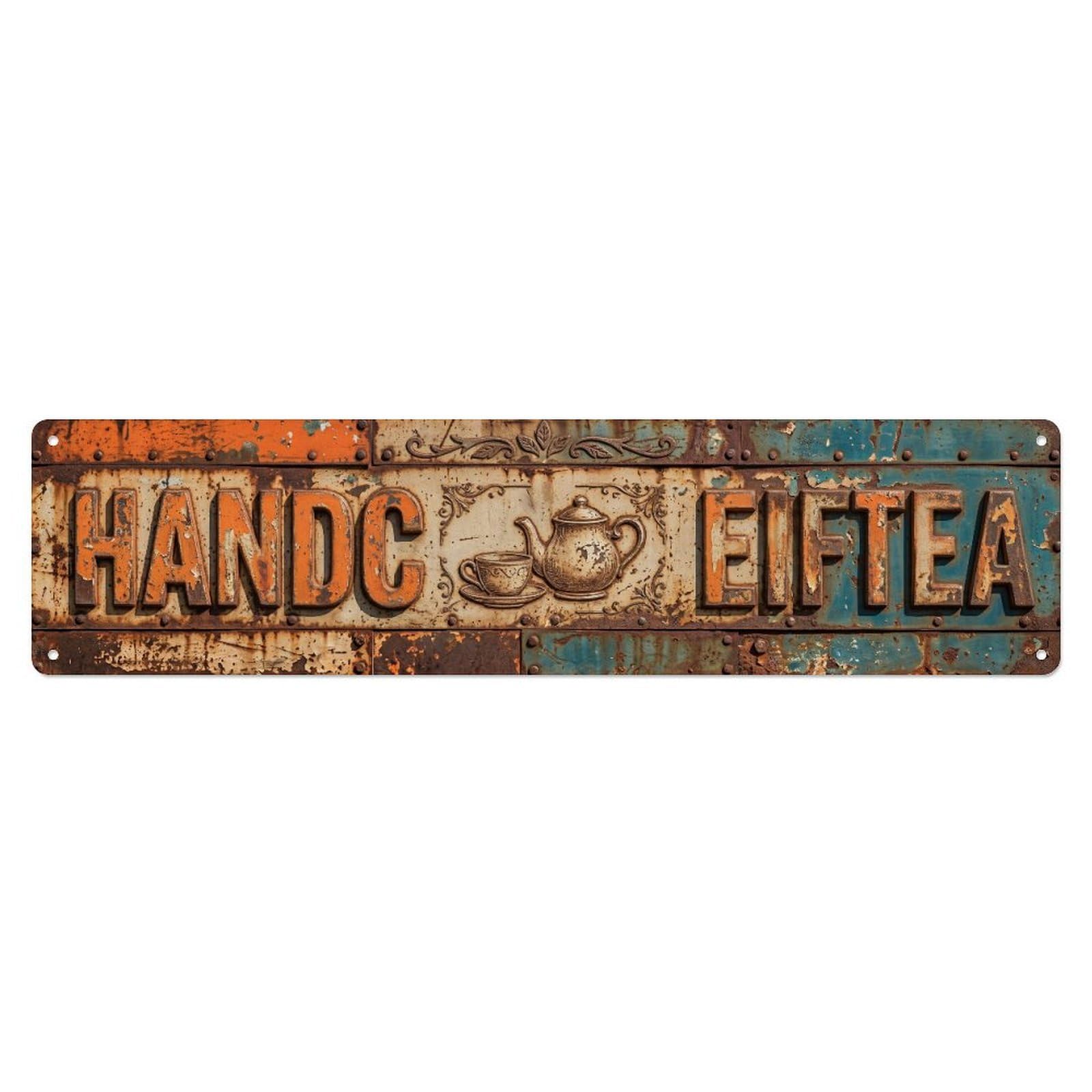 Handcrafted Tea Vintage Room Metal Tin Skinny Sign Plaque Wall Decor for Cafe, Club Bar, Office, Home Garden Metal Poster 4x16Inch