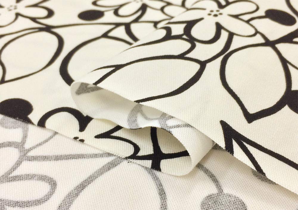 Amazon | 北欧風 花柄 生地【ブラック】グローブ オックス 広幅 広巾