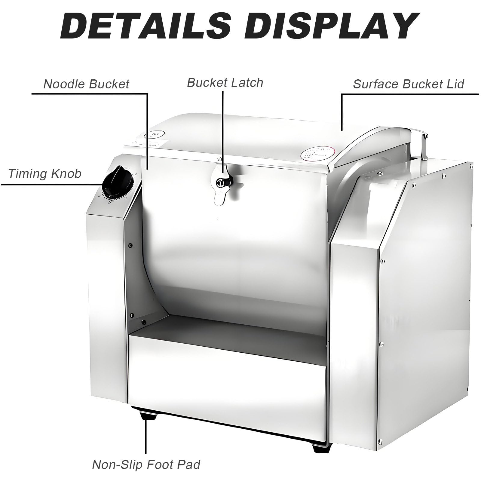 Impastatrice per farina, per scuole, panifici, ristoranti e pizzerie 8kg | Impastatrice elettrica in acciaio inox con funzione timer; macchina completamente automatica per impastare
