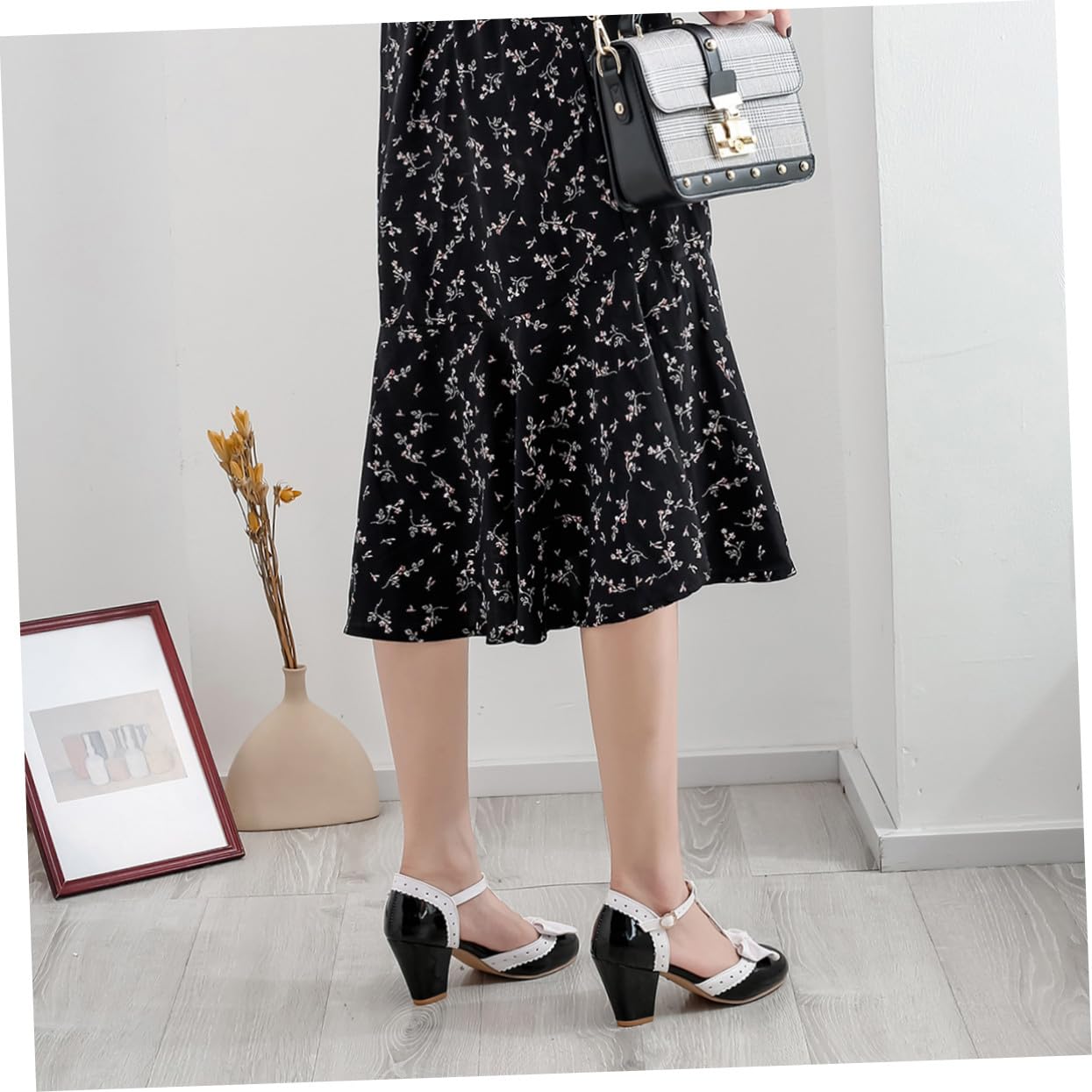 FOMIYES Sandali Estivi Tacchi Alto e Fiocco da Donna, in Pelle Verniciata Tacchi Allargato Nero 38, Eleganti e Comodi per Lavoro e Shopping Estivo