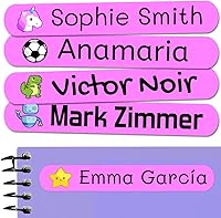Vista 17 de 50 calcomanías con nombre personalizadas para niños. Etiquetas adhesivas para escuela, jardín de infantes, libros, juguetes y Tupperware. Etiquetas