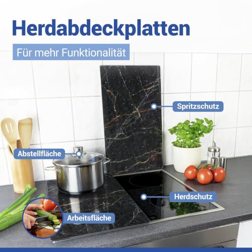 Allstar Herdabdeckplatte aus Glas, 2er Set, für Glaskeramik- und Induktionskochfelder, Herdabdeckung… – Ansicht 2
