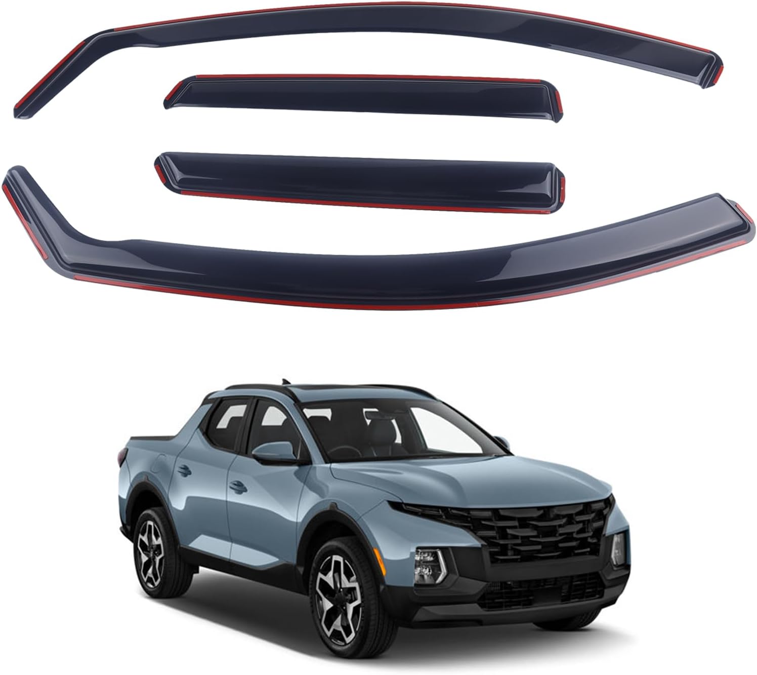 Smoke Black in-Channel Window Visor Window Deflectors Rain Guards Compatible with 2022-2024 Hyundai Santa Cruz 4-Piece Set