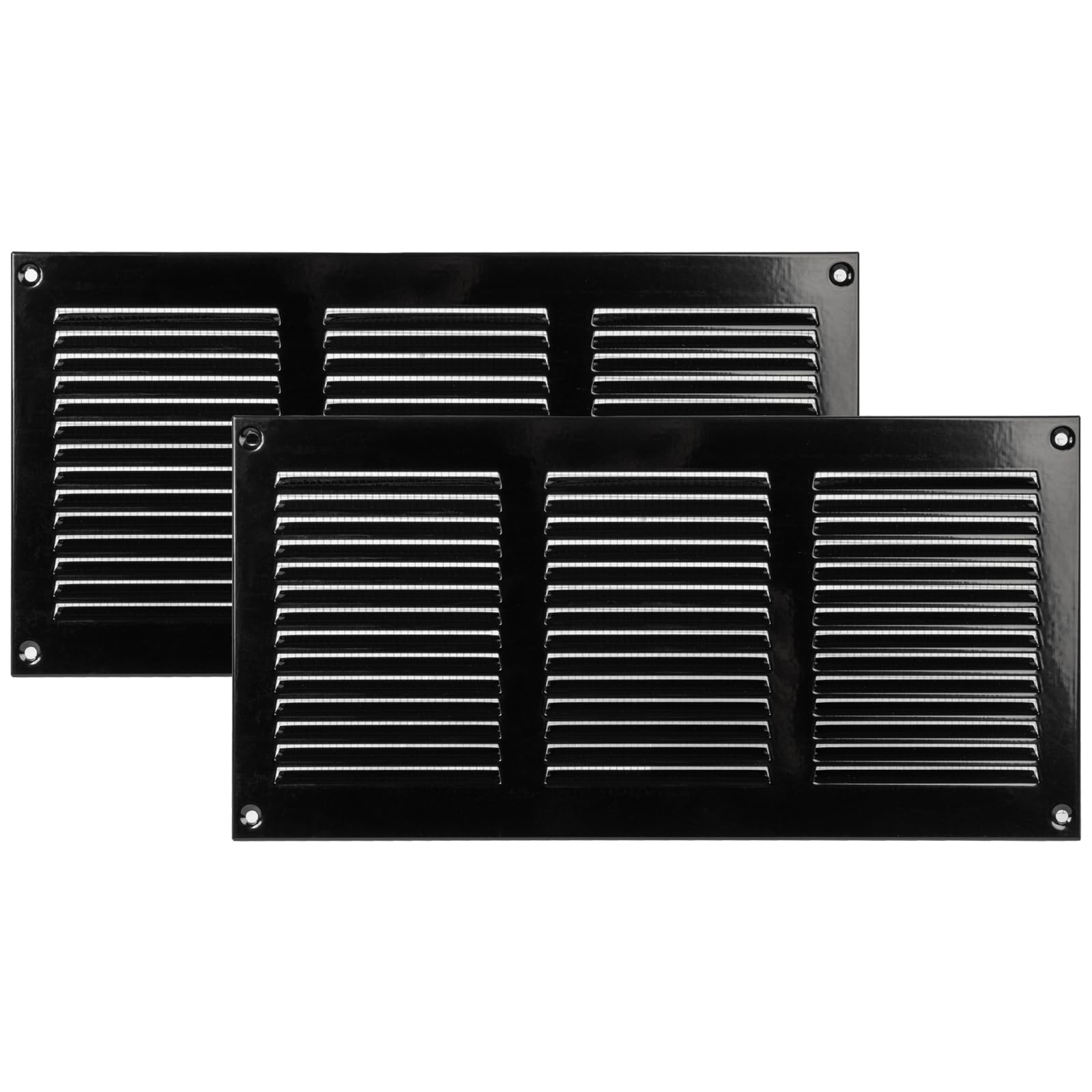 Vent Systems 12'' x 6'' Inch Black Air Vent Cover Metal Air Return Grill with Built in Pest Guard Screen HVAC Vent Cover for Home Improvement Vent Duct Cover Pack of 2