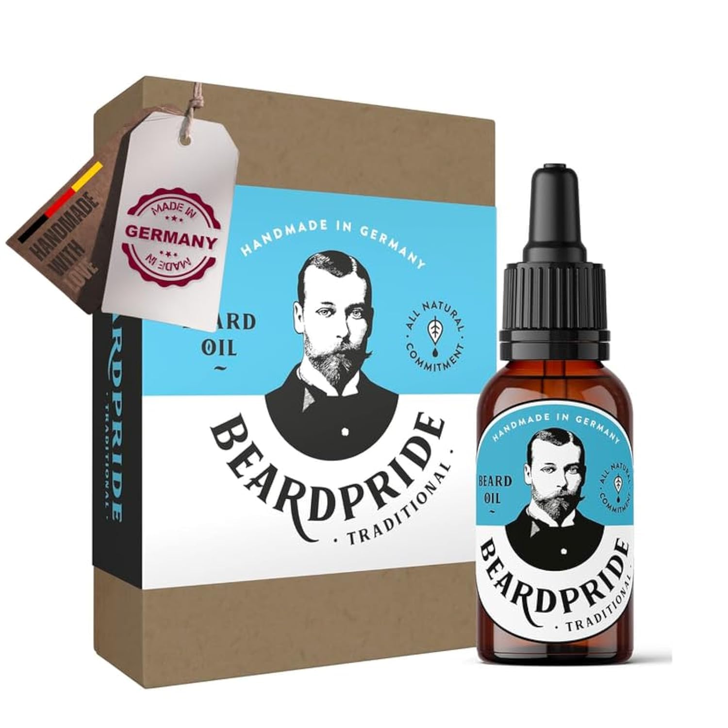 Beardpride® Premium Bartöl | Für Bartpflege und Hautpflege | Unterstützt deinen Bart beim Wachstum | Für einen spürbar weicheren und glatteren Bart | Handgefertigt aus 100% kaltgepressten Bio Ölen