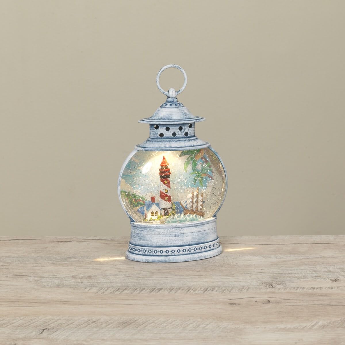 Gerson Lighted Spinning Water Globe Lantern, 11.5